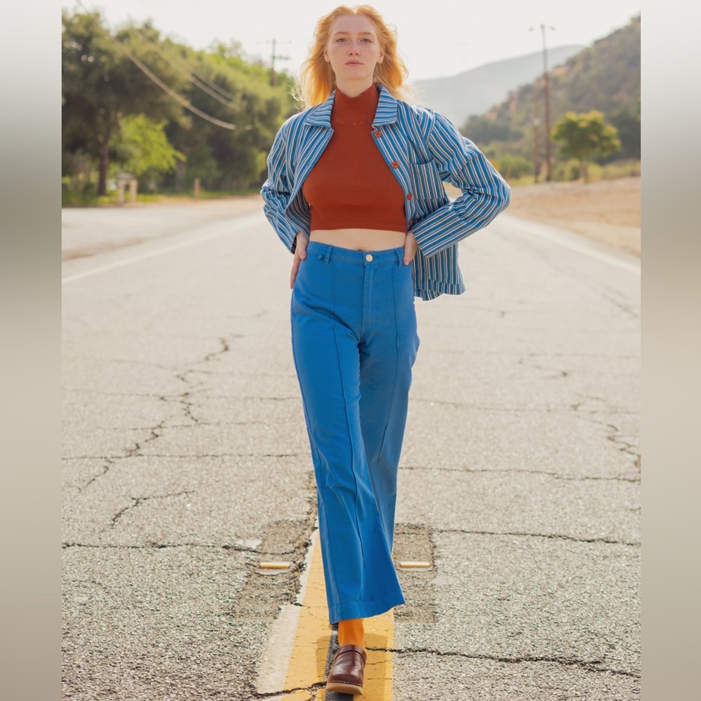 Big Bud Press Blue Frontier Stripe Work Jacket - Size Small